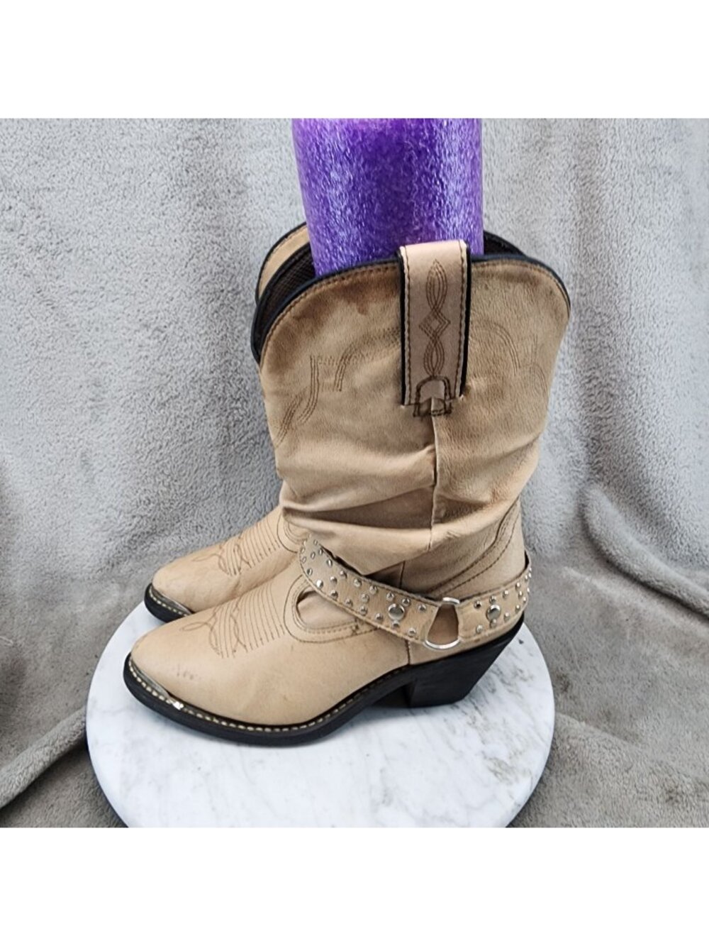 Shyanne Boots Womens Size 6 Tanya Tan Leather Slouch Harness Boots *Read*